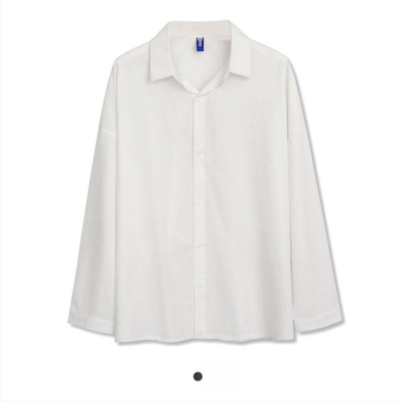 Риза - модерен корейски стил, дълъг ръкав, свободна кройка, безгладна материя, бродиран логотип