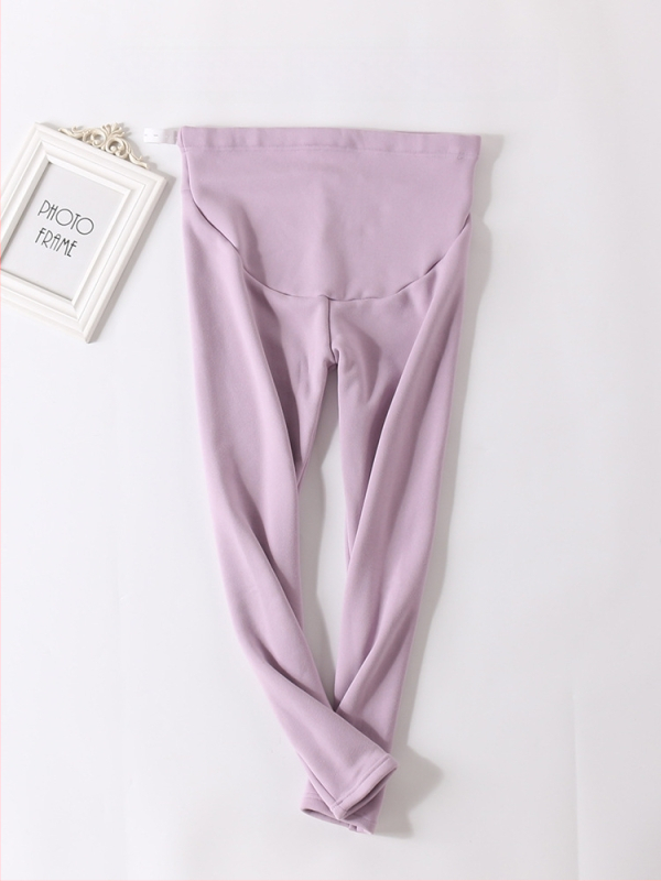 Pantaloni de maternitate căptuți cu fleece, groși și calzi, cu suport reglabil pentru burtă, material poliester, elasticitate mare, croi lejer