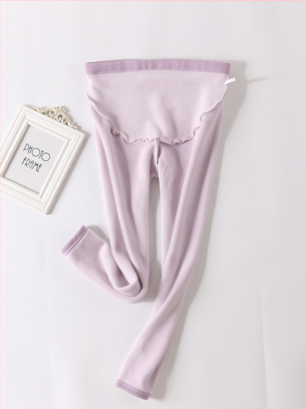 Pantaloni de maternitate căptuți cu fleece, groși și calzi, cu suport reglabil pentru burtă, material poliester, elasticitate mare, croi lejer