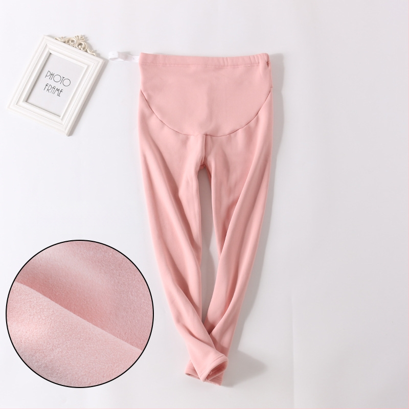 Pantaloni de maternitate căptuți cu fleece, groși și calzi, cu suport reglabil pentru burtă, material poliester, elasticitate mare, croi lejer