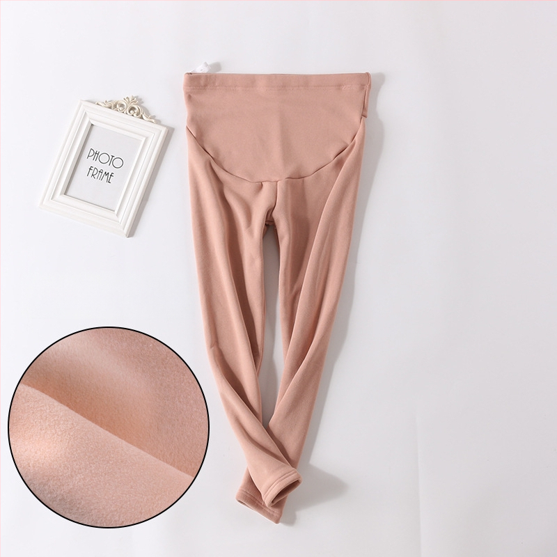 Pantaloni de maternitate căptuți cu fleece, groși și calzi, cu suport reglabil pentru burtă, material poliester, elasticitate mare, croi lejer