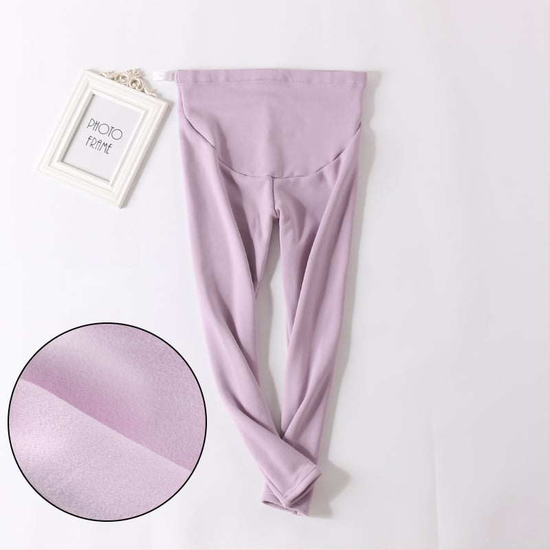 Pantaloni de maternitate căptuți cu fleece, groși și calzi, cu suport reglabil pentru burtă, material poliester, elasticitate mare, croi lejer