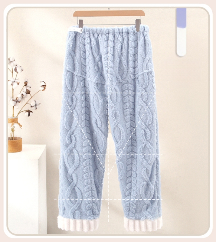 Pantaloni de casă pentru gravidă toamnă iarnă, croială lejeră, talie medie, susținerea abdomenului, țesătură flanel poliester 95%+