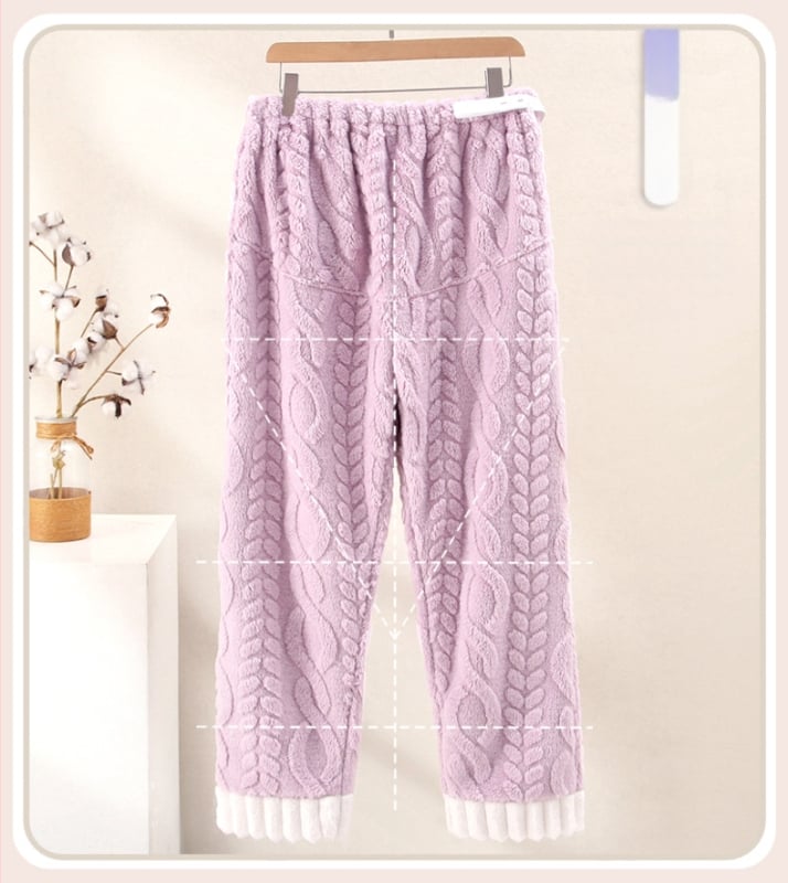 Pantaloni de casă pentru gravidă toamnă iarnă, croială lejeră, talie medie, susținerea abdomenului, țesătură flanel poliester 95%+