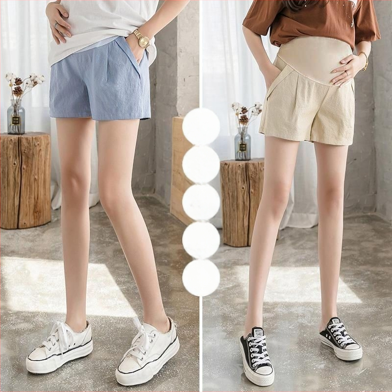 Pantaloni de gravide, 3/4 lungime, subțiri, amestec bumbac-lână, susținere abdominală, croială lejeră, Primăvara 2023