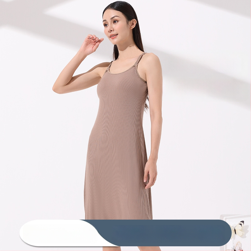 Zīdīšanas kleita ar siksnām un iebūvētu krūšu spilventiņu, viegls neilona audums, plāns materiāls, piemērota vasarai un pavasarim