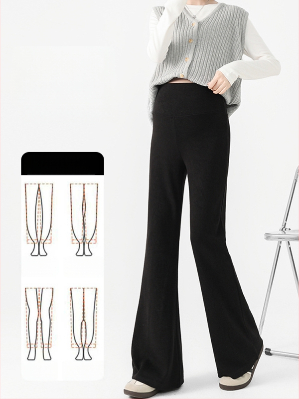 Pantaloni pentru gravide – croială lejeră, model toamnă-iarnă 2025 (Poliester 90-95%, Grosime medie, Microelasticitate, Talie medie)