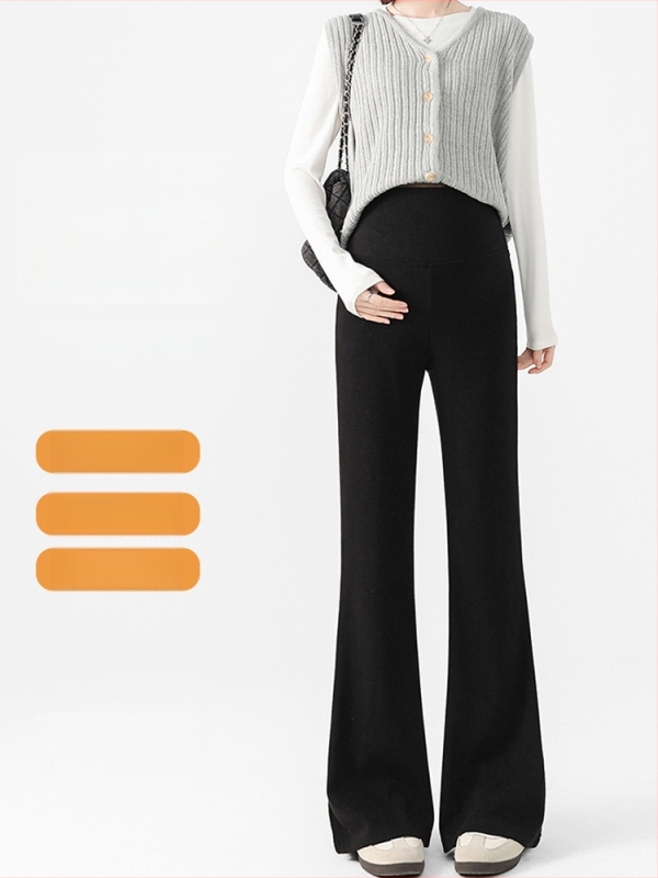 Pantaloni pentru gravide – croială lejeră, model toamnă-iarnă 2025 (Poliester 90-95%, Grosime medie, Microelasticitate, Talie medie)