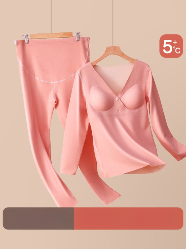 Termālā apakšveļa grūtniecēm ar barošanas atveri un fleece iekšējo apdari, garām piedurknēm tops un bikses, 90–95% poliesters