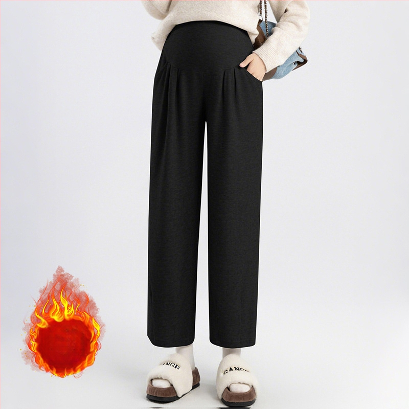 Pantaloni de maternitate Harem, Susținere pentru abdomen, Lungime lungă, Grosime medie, Amestec lână-poliester cu bumbac <30%