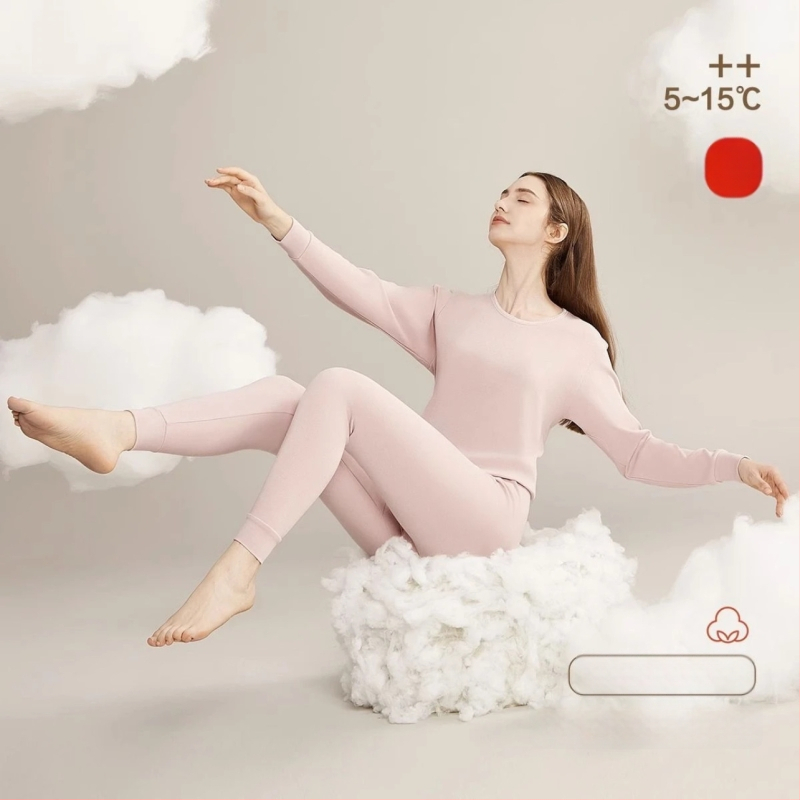 Langsha Sieviešu termo komplekts no kokvilnas – plāns pamatslānis rudens/ziema, augšējā un apakšējā daļa, galvenais materiāls 90% kokvilna, oderējums 90% kokvilna