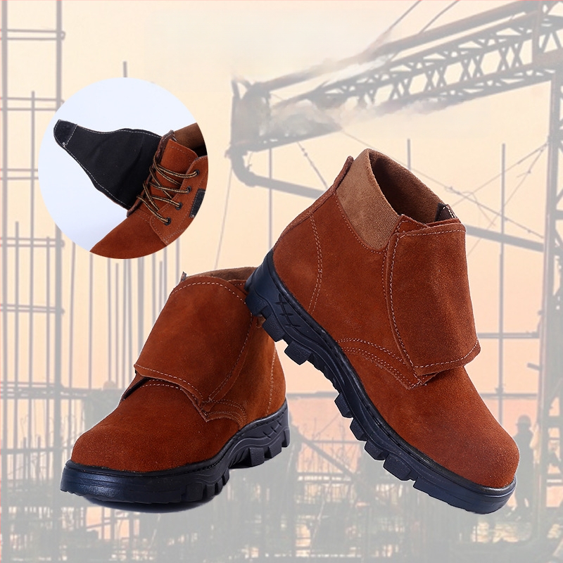 Töökingad keevitajale, kõrge varrega, teraskaitse varvas, veisnahk, kummist tald, nahkvooder