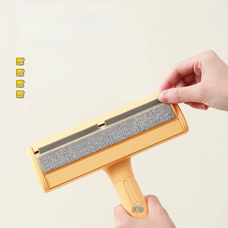 Ролка за премахване на котешка козина – двупосочен инструмент за премахване на косми по диван и килим – извита четка за косми, ABS + полиестерна материя