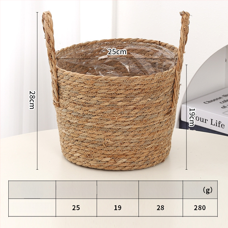 Кошница за цветя от bulrush, модерна поставка за растение, тъкана полуручно и полу-механично, за украса