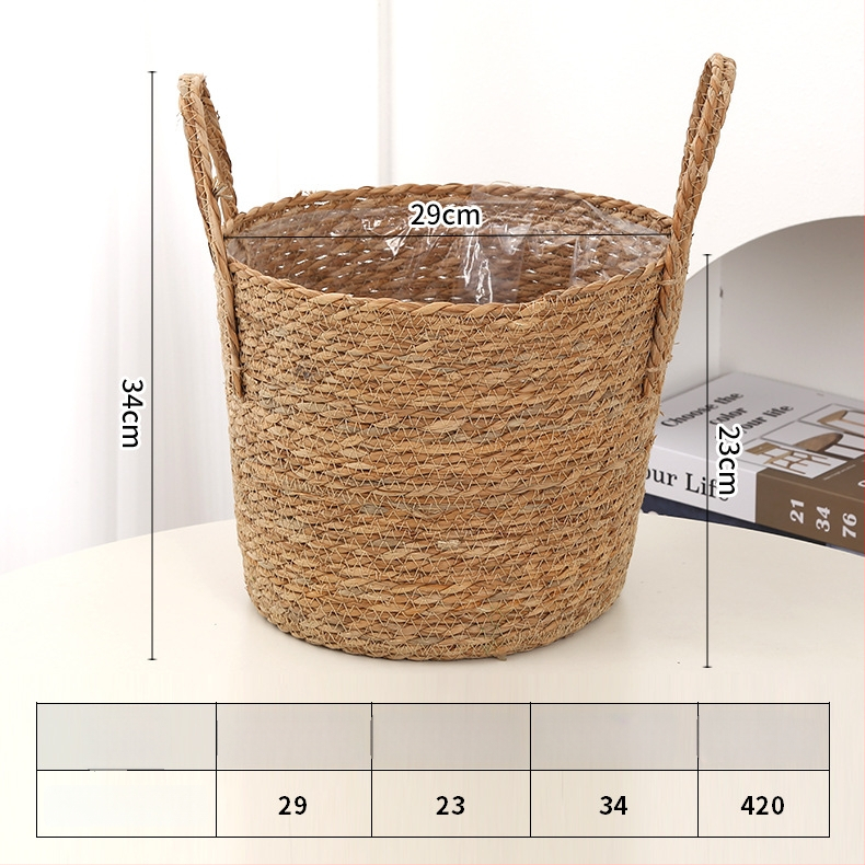 Кошница за цветя от bulrush, модерна поставка за растение, тъкана полуручно и полу-механично, за украса