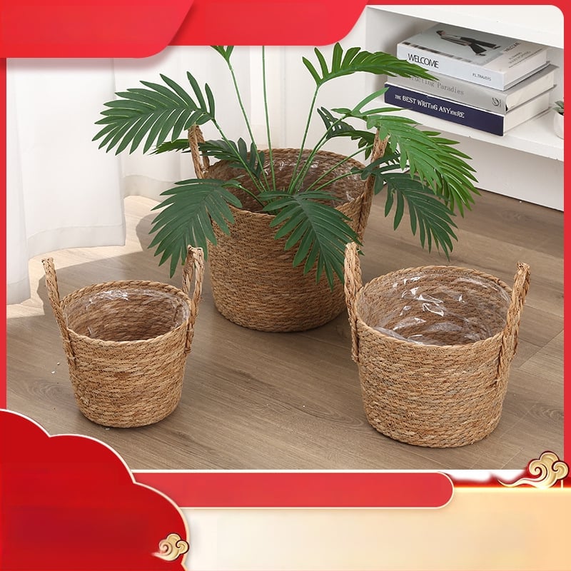 Кошница за цветя от bulrush, модерна поставка за растение, тъкана полуручно и полу-механично, за украса