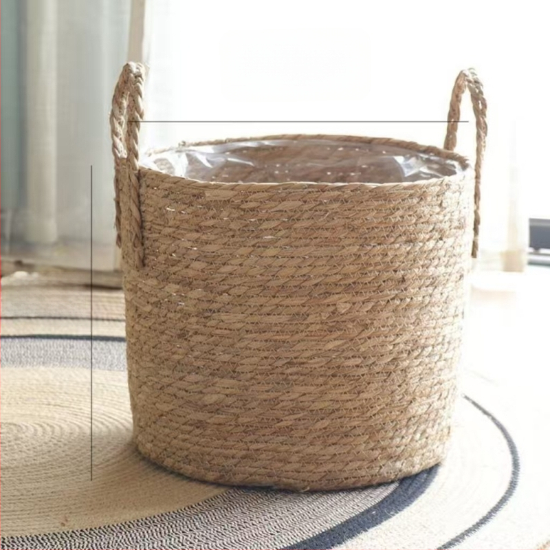 Кошница за цветя от bulrush, модерна поставка за растение, тъкана полуручно и полу-механично, за украса