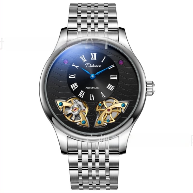 Мъжки автоматичен механичен часовник, кожена каишка, корпус от сплав, водоустойчивост 30 м, модел 6068