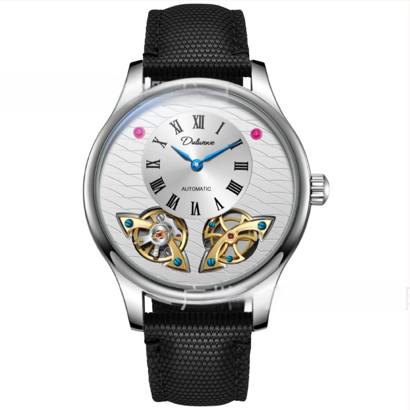 Мъжки автоматичен механичен часовник, кожена каишка, корпус от сплав, водоустойчивост 30 м, модел 6068