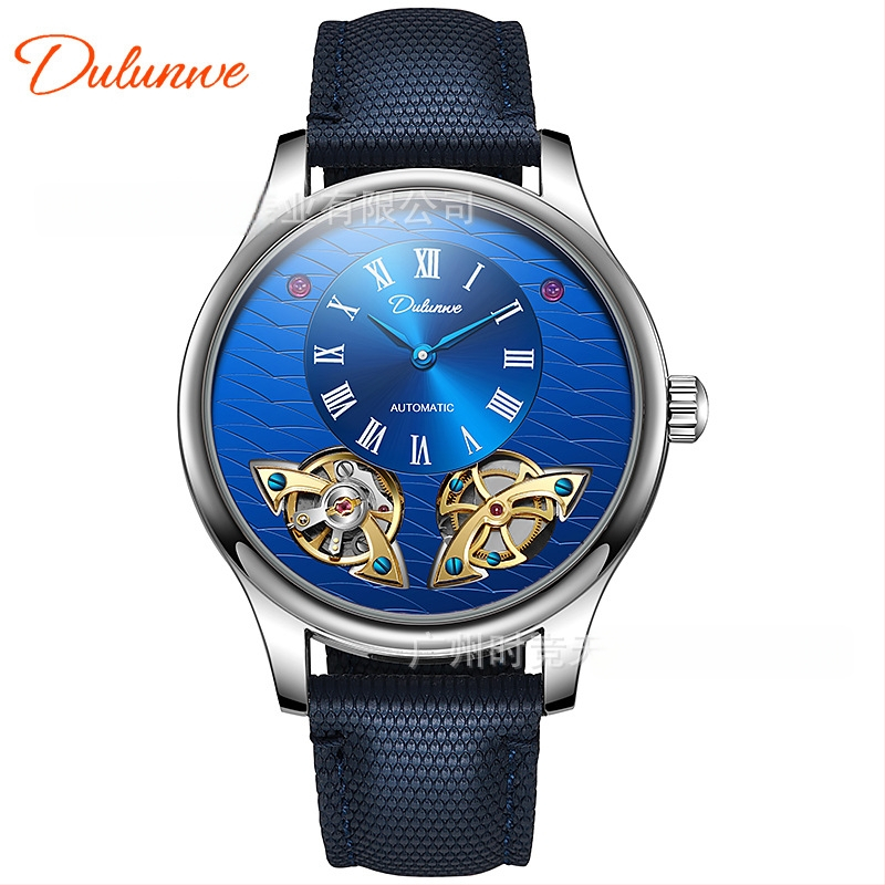 Мъжки автоматичен механичен часовник, кожена каишка, корпус от сплав, водоустойчивост 30 м, модел 6068