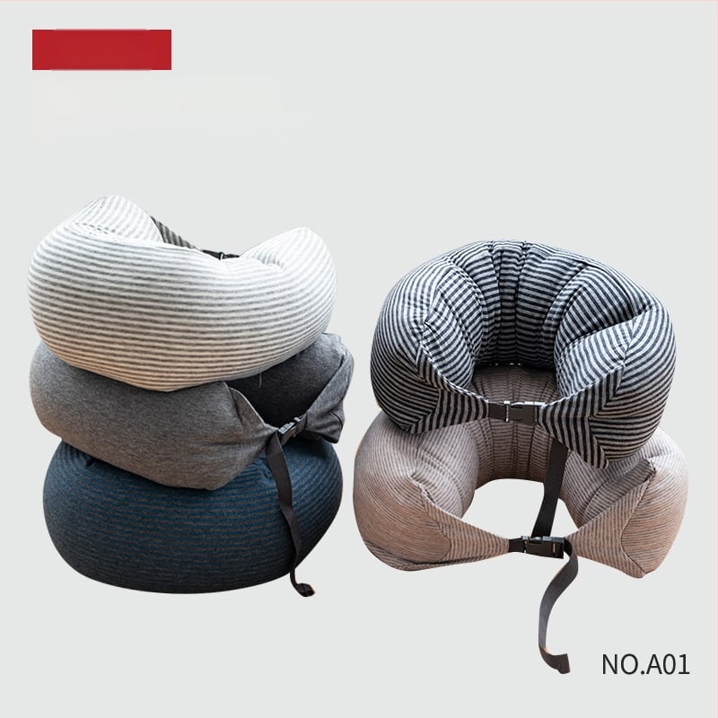 Pernă cervicală în formă de U pentru călătorii, umplutură din bucăți de spumă, țesătură 100% bumbac, stil japonez, pentru adulți