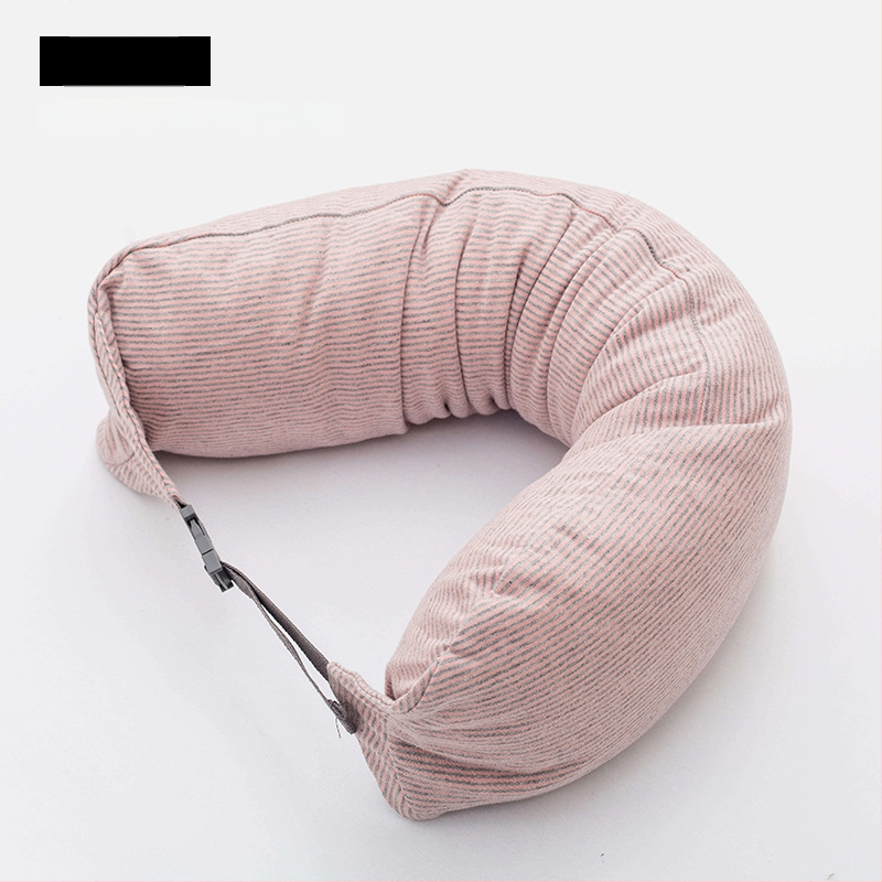 Pernă cervicală în formă de U pentru călătorii, umplutură din bucăți de spumă, țesătură 100% bumbac, stil japonez, pentru adulți
