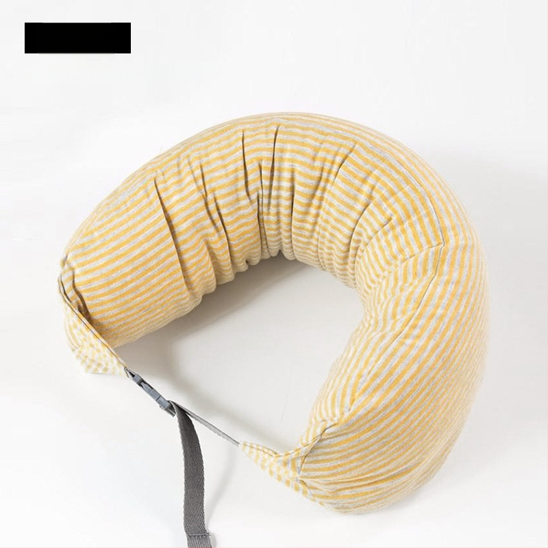 Pernă cervicală în formă de U pentru călătorii, umplutură din bucăți de spumă, țesătură 100% bumbac, stil japonez, pentru adulți