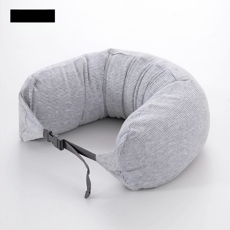 Pernă cervicală în formă de U pentru călătorii, umplutură din bucăți de spumă, țesătură 100% bumbac, stil japonez, pentru adulți
