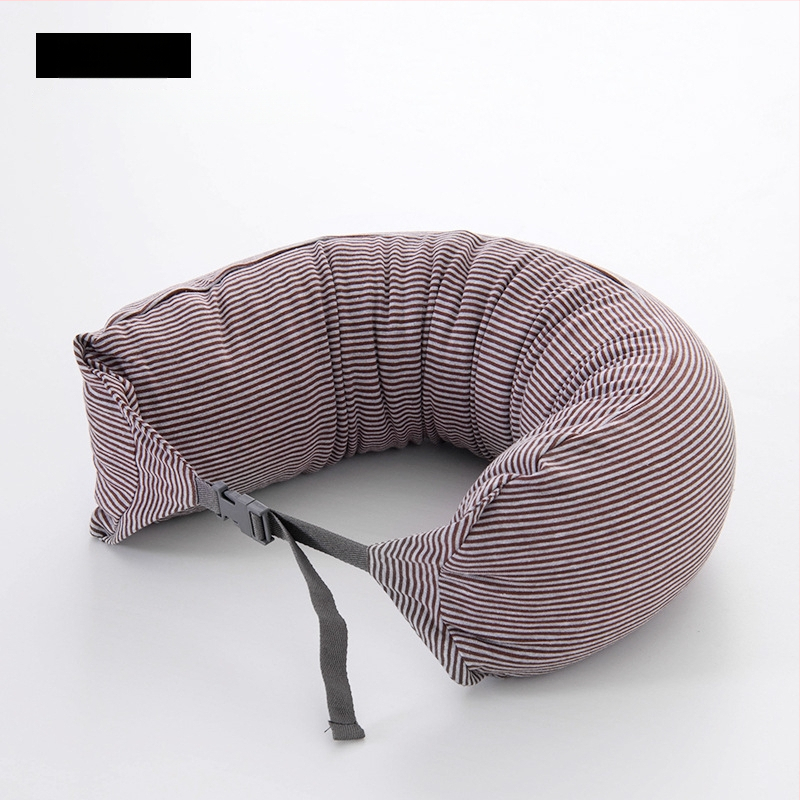 Pernă cervicală în formă de U pentru călătorii, umplutură din bucăți de spumă, țesătură 100% bumbac, stil japonez, pentru adulți