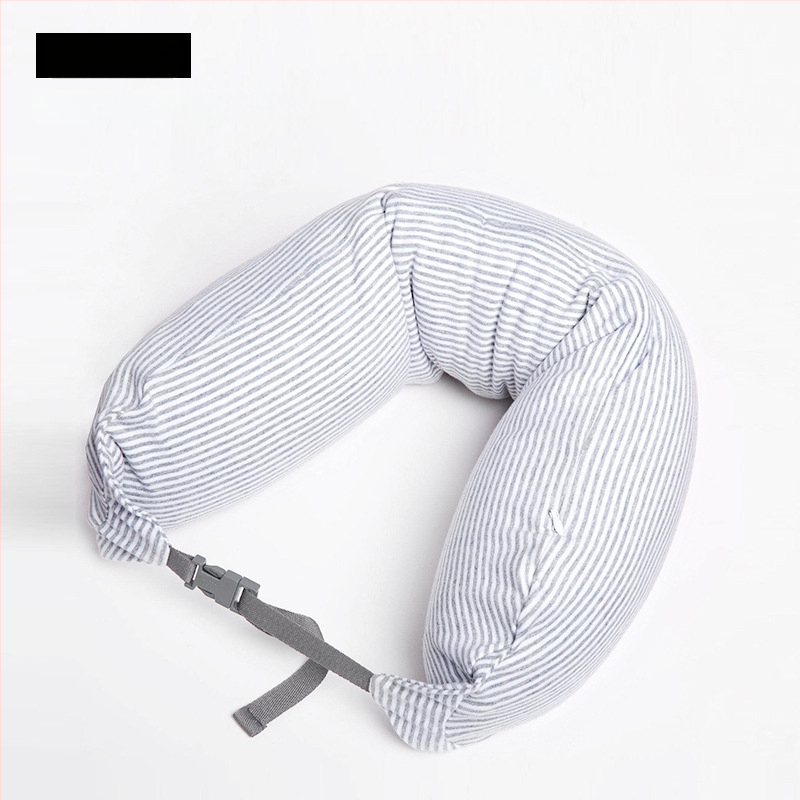 Pernă cervicală în formă de U pentru călătorii, umplutură din bucăți de spumă, țesătură 100% bumbac, stil japonez, pentru adulți