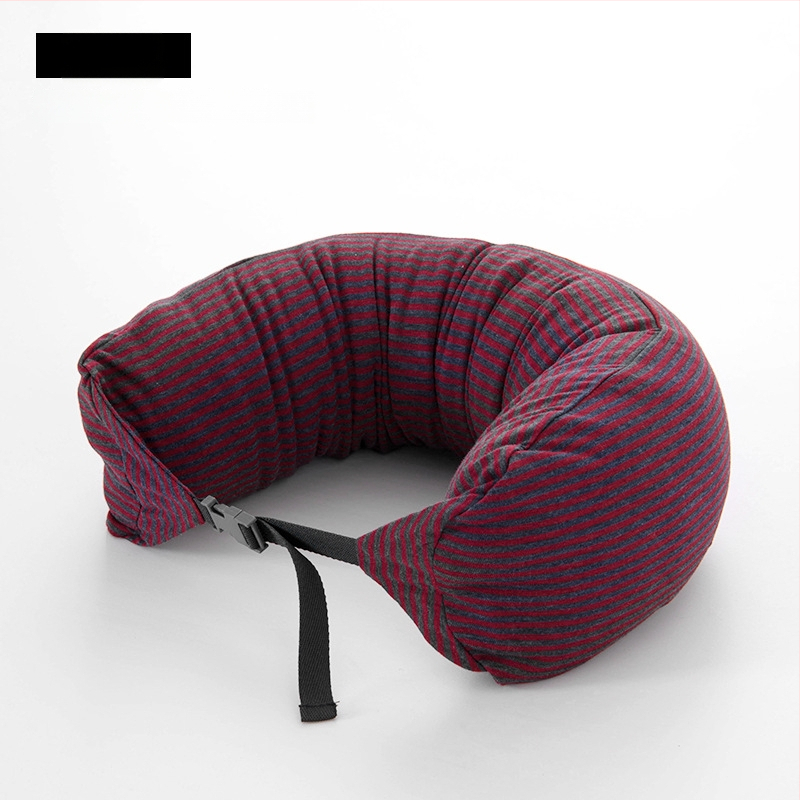 Pernă cervicală în formă de U pentru călătorii, umplutură din bucăți de spumă, țesătură 100% bumbac, stil japonez, pentru adulți