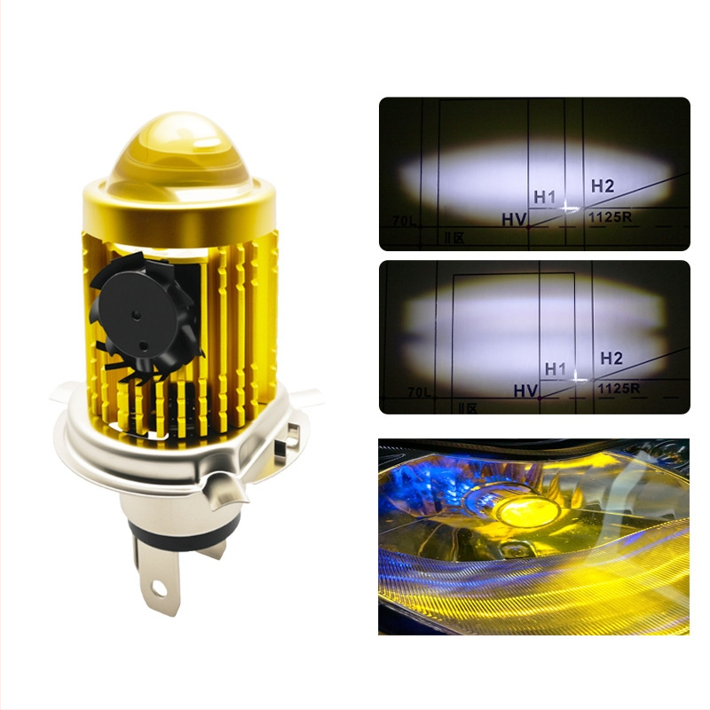 H4 LED motocikla priekšējais lukturs ar fish-eye lēcu, alumīnija korpuss, 12V, 30W