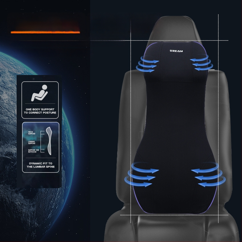 Automobiļa jostas atbalsta spilvens ar integrētu galvas balstu, viengabala dizains, atmiņas kokvilnas pildījums, vadītāja sēdekļa atbalsts