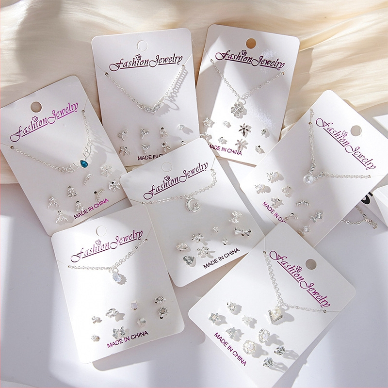 Комплект бижута: огърлица и обици със змийска верига, сплав, електроплакиране, оригинален дизайн, модел Любов / Водни капки / Камбанка