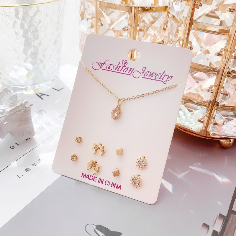 Комплект бижута: огърлица и обици със змийска верига, сплав, електроплакиране, оригинален дизайн, модел Любов / Водни капки / Камбанка