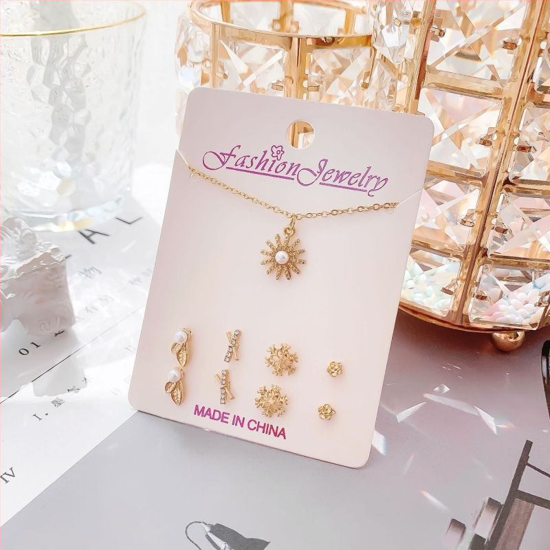 Комплект бижута: огърлица и обици със змийска верига, сплав, електроплакиране, оригинален дизайн, модел Любов / Водни капки / Камбанка