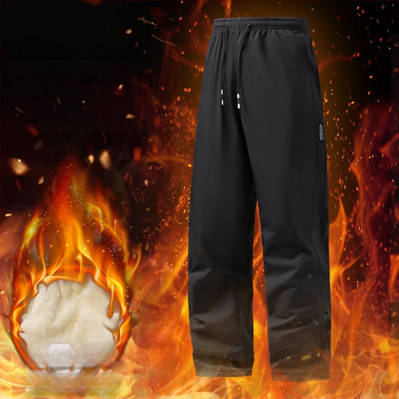 Vyrams tiesaus kirpimo žieminės fliso pamušinės kelnės, poliesterio pluoštas, mikroelastinės