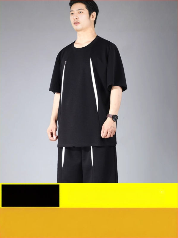 Vīriešu divdaļīgs komplekts: īsās piedurknes T-krekls un šorti, poliesters, ātri žūst