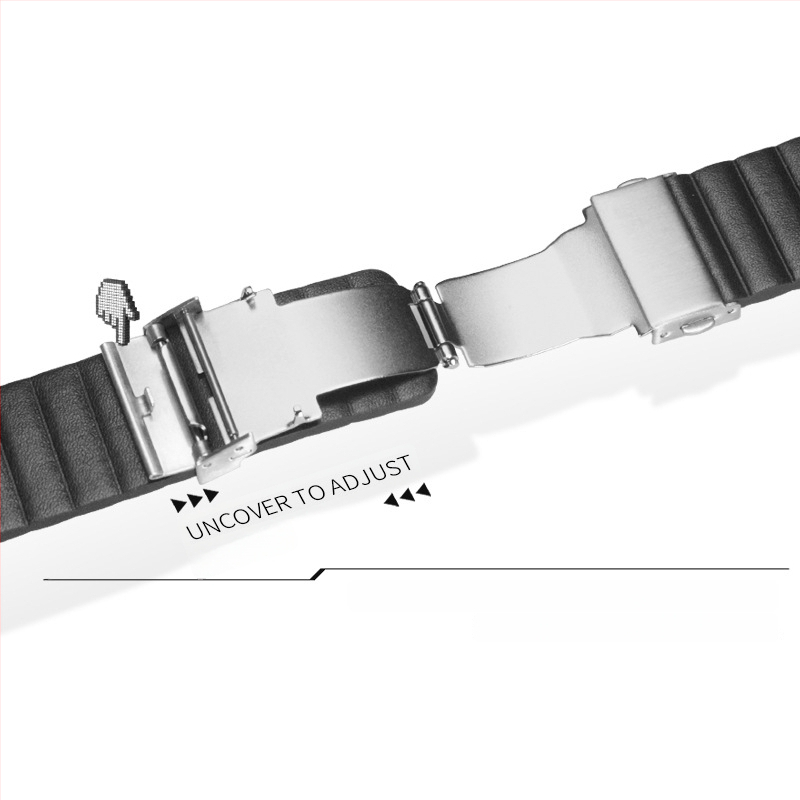 XT Apple Watch каишка – естествена кожа, опростен стил, закопчалка с двойно копче