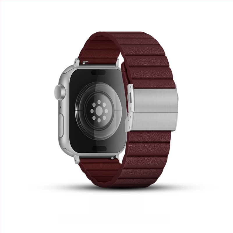 XT Apple Watch каишка – естествена кожа, опростен стил, закопчалка с двойно копче