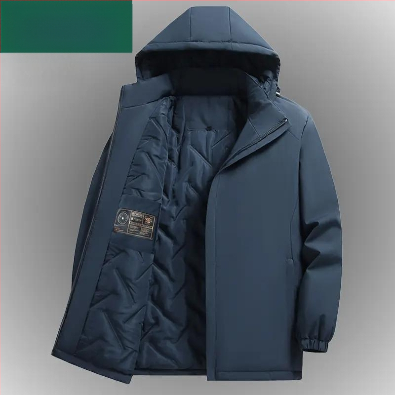 Ανδρικό φθινοπωρινό-χειμερινό μπουφάν, παχύτερο, με πέτο, μανίκια με μανσέτες, πολυεστερικό ύφασμα, στυλ για μεσήλικες