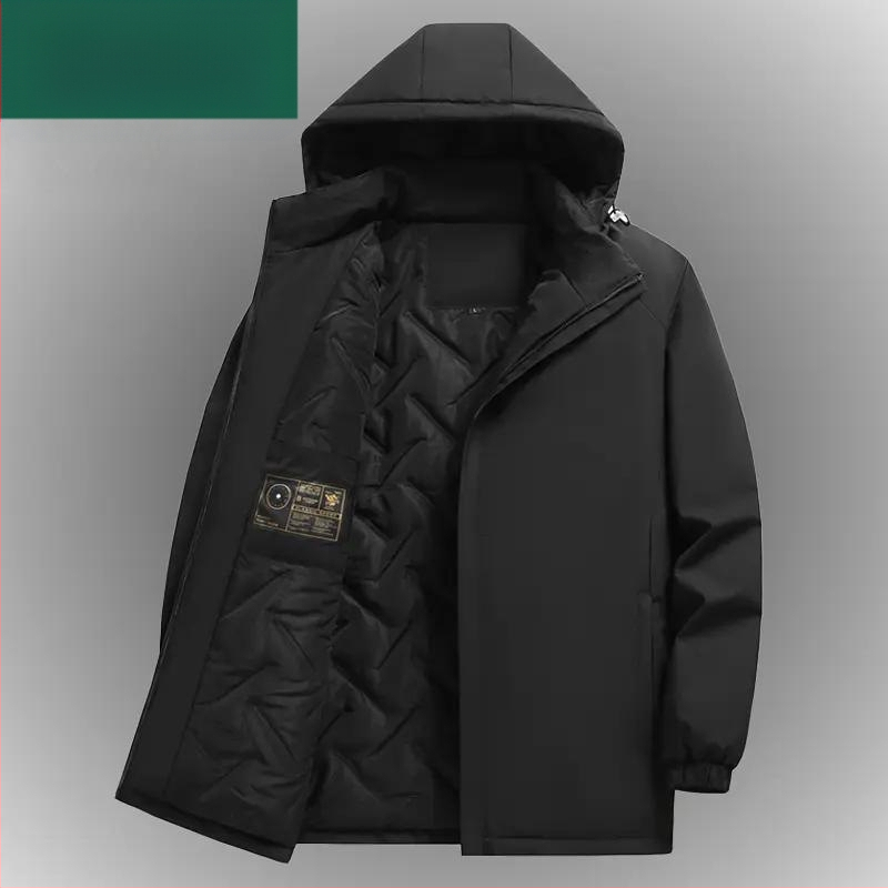 Ανδρικό φθινοπωρινό-χειμερινό μπουφάν, παχύτερο, με πέτο, μανίκια με μανσέτες, πολυεστερικό ύφασμα, στυλ για μεσήλικες
