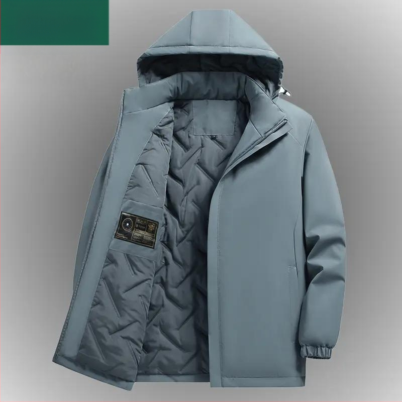 Ανδρικό φθινοπωρινό-χειμερινό μπουφάν, παχύτερο, με πέτο, μανίκια με μανσέτες, πολυεστερικό ύφασμα, στυλ για μεσήλικες