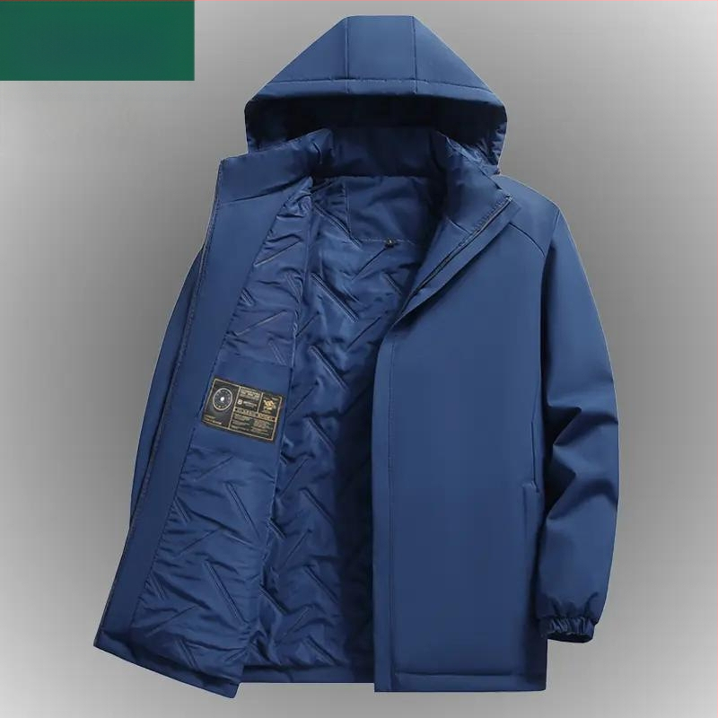 Ανδρικό φθινοπωρινό-χειμερινό μπουφάν, παχύτερο, με πέτο, μανίκια με μανσέτες, πολυεστερικό ύφασμα, στυλ για μεσήλικες