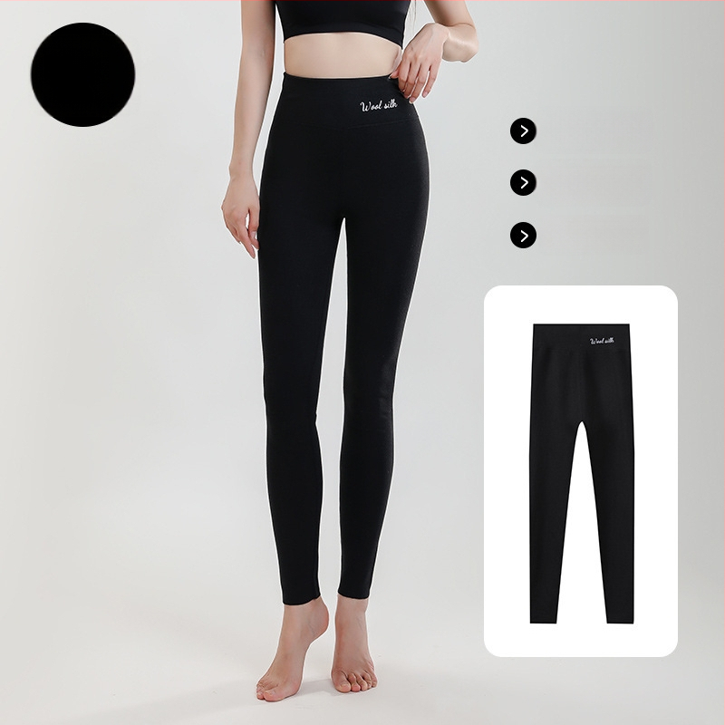 Sieviešu vilnas-silī termālie legingi, bieza flīša iekšējā oderē, augsta josta, bez šuvēm