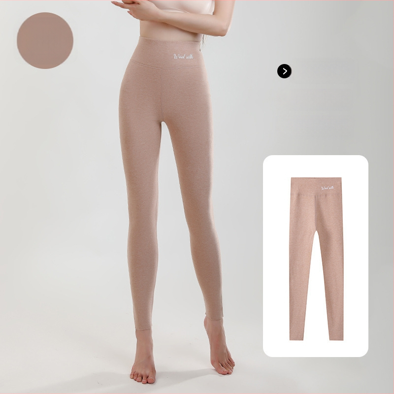 Sieviešu vilnas-silī termālie legingi, bieza flīša iekšējā oderē, augsta josta, bez šuvēm