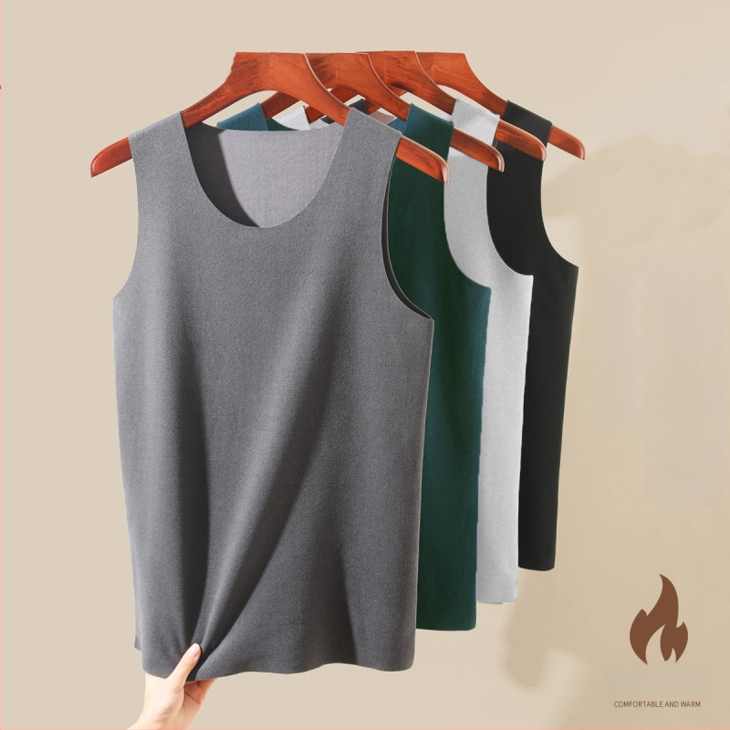 Vīriešu platu plecu sporta vestes, bezšuvju pamata slānis, 100% poliesters, bieza auduma 201–250 g/m2, apaļš kakls