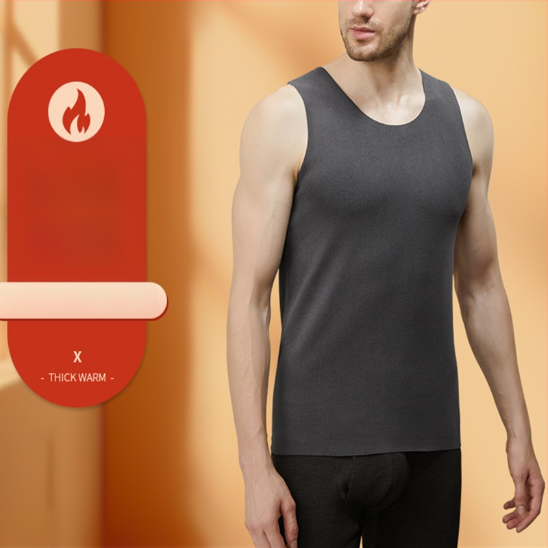 Vīriešu platu plecu sporta vestes, bezšuvju pamata slānis, 100% poliesters, bieza auduma 201–250 g/m2, apaļš kakls