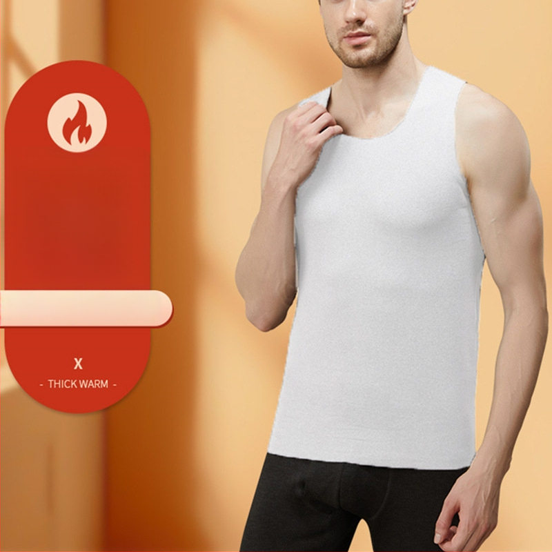 Vīriešu platu plecu sporta vestes, bezšuvju pamata slānis, 100% poliesters, bieza auduma 201–250 g/m2, apaļš kakls