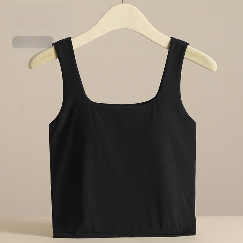 Ženski širokoramenski vest s kvadratnim izrezom i jastučićem od spužve; Ice Silk tkanina s 70–80% nylona, gustoća 181–200 g/m2